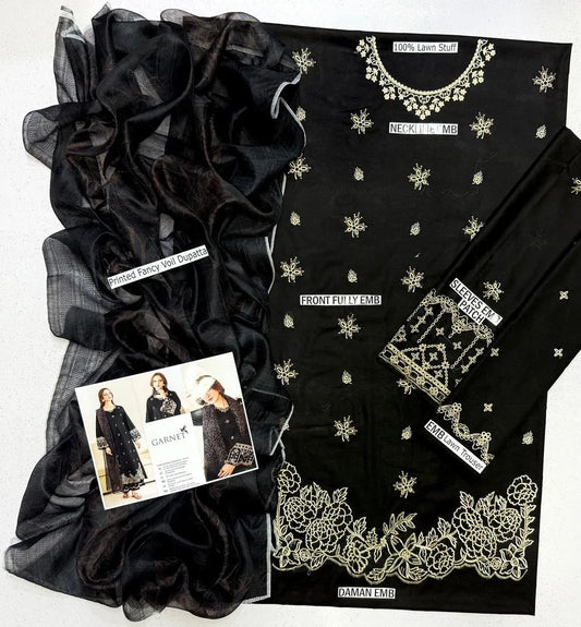 HIT CODE 3Pcs Unstitched Embroidered Suit