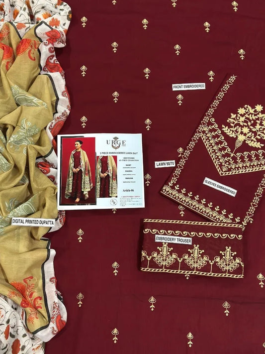 MOST HIT ARTICLES 3 Pcs Women's Unstitched Embroidered Suit