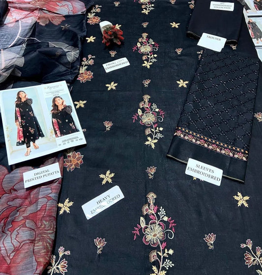 3 Pcs Women's Unstitched Embroidered Suit